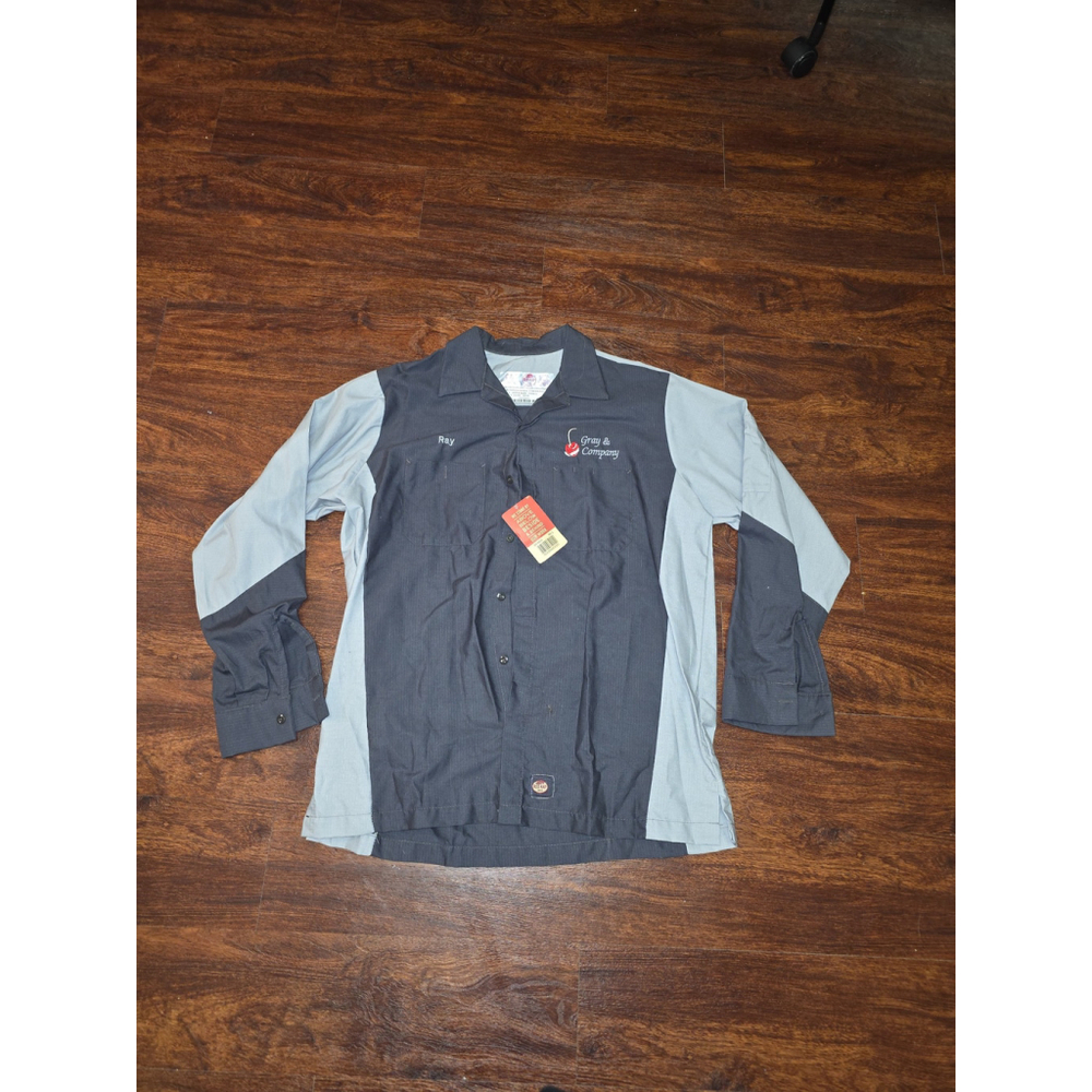 Mens vintage button down work shirt Red Kap Ray Gray and Company Cherries NWT